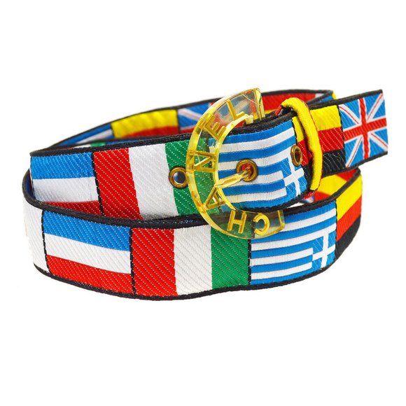 CHANEL CC Logos National Flag Buckle Belt Canvas 70/28 95C Multi Color 30901- - Picture 3 of 7